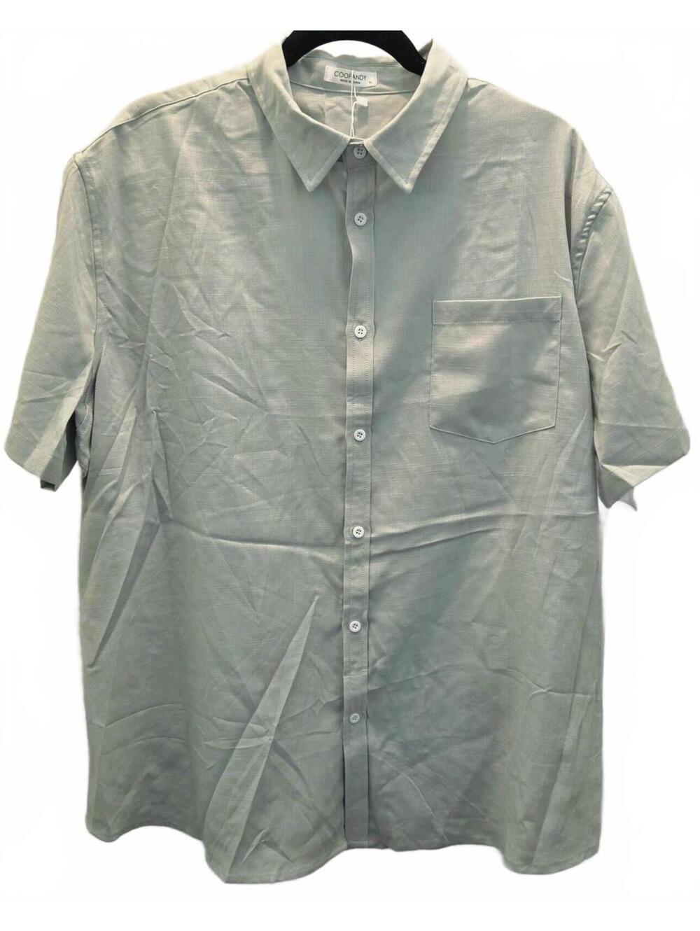 Coofandy Men's Short Sleeve Button-Up Shirt XL Light Gray